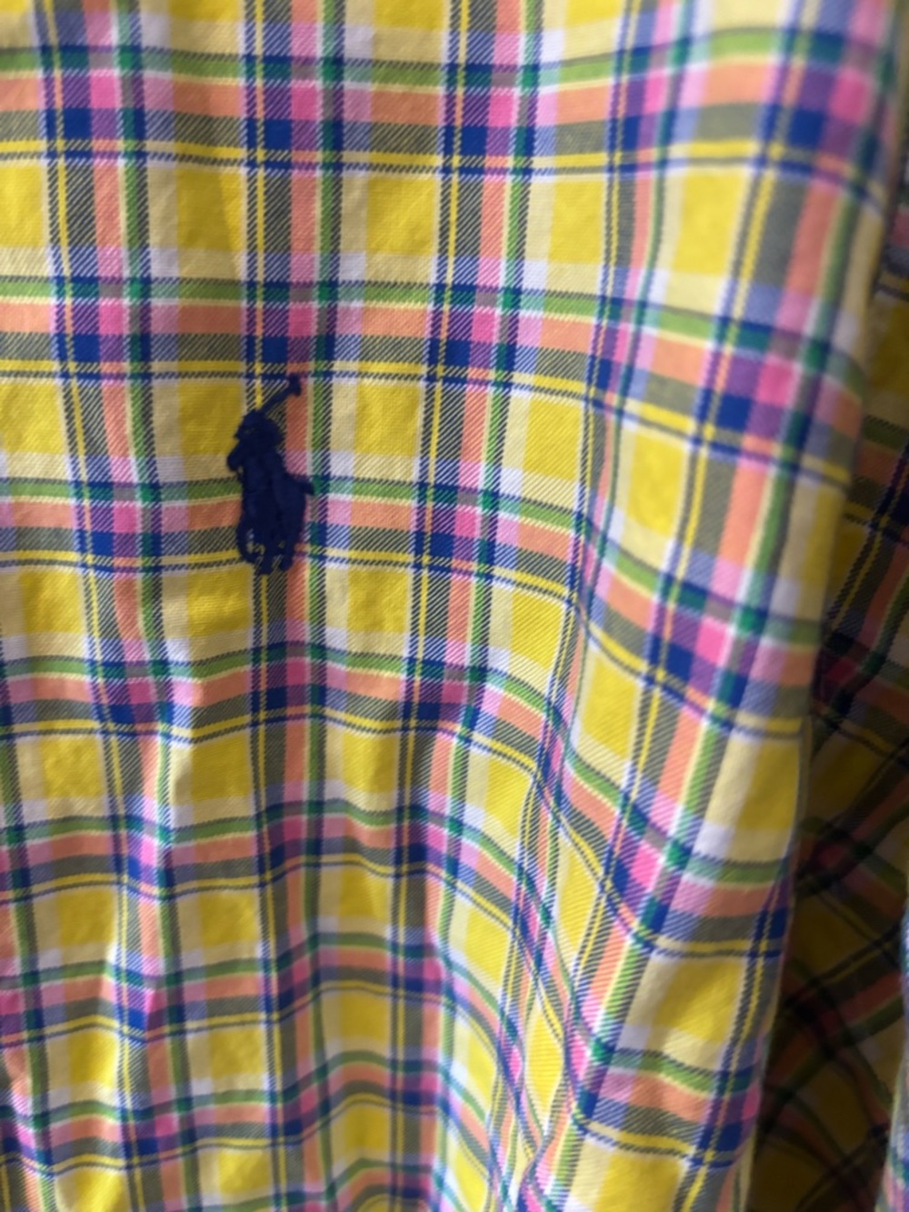 Ralph Lauren Men’s Easter Yellow Plaid Button-Down Shirt Preppy Logo Vibrant - Picture 5 of 6